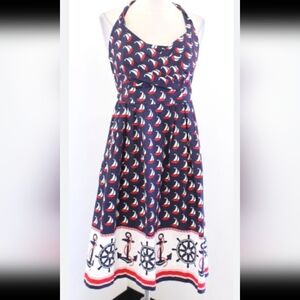Anthropologie Halter Dress Nautical Print Sz 6